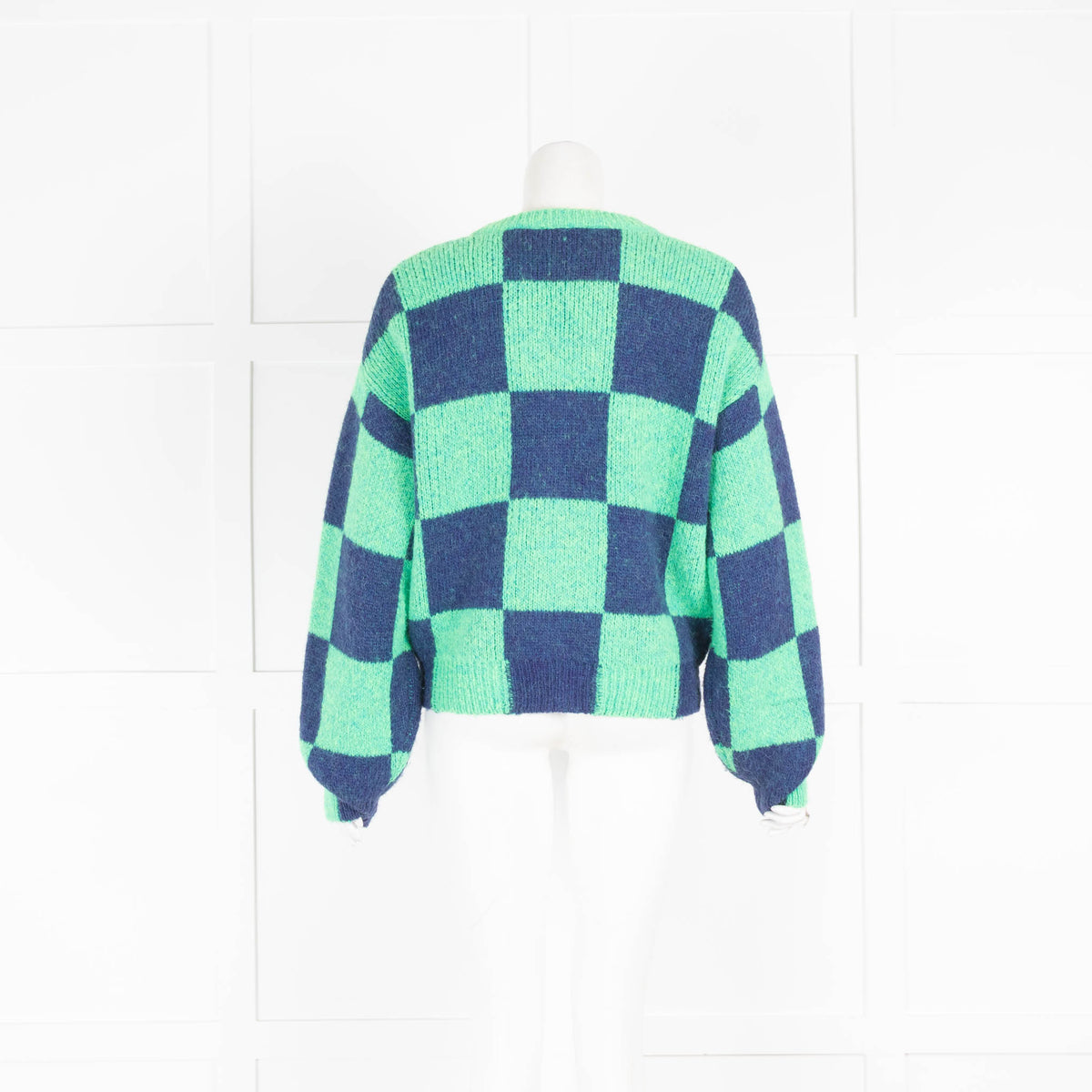 Stine Goya Green and Blue Check Cropped Cardigan