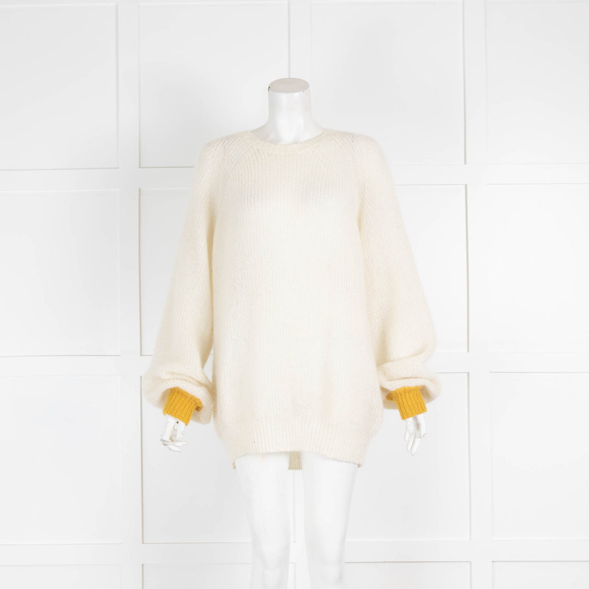 Intropia Cream Mohair Jumper Yellow Cuffs