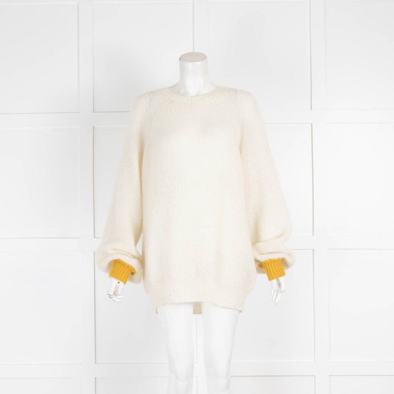 Intropia Cream Mohair Jumper Yellow Cuffs