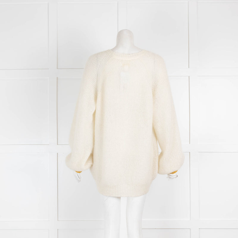 Intropia Cream Mohair Jumper Yellow Cuffs