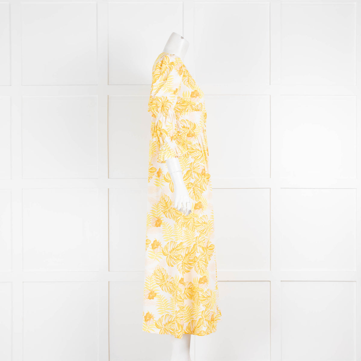 Springtime in Brooklyn Yellow Palm Maxi Dress