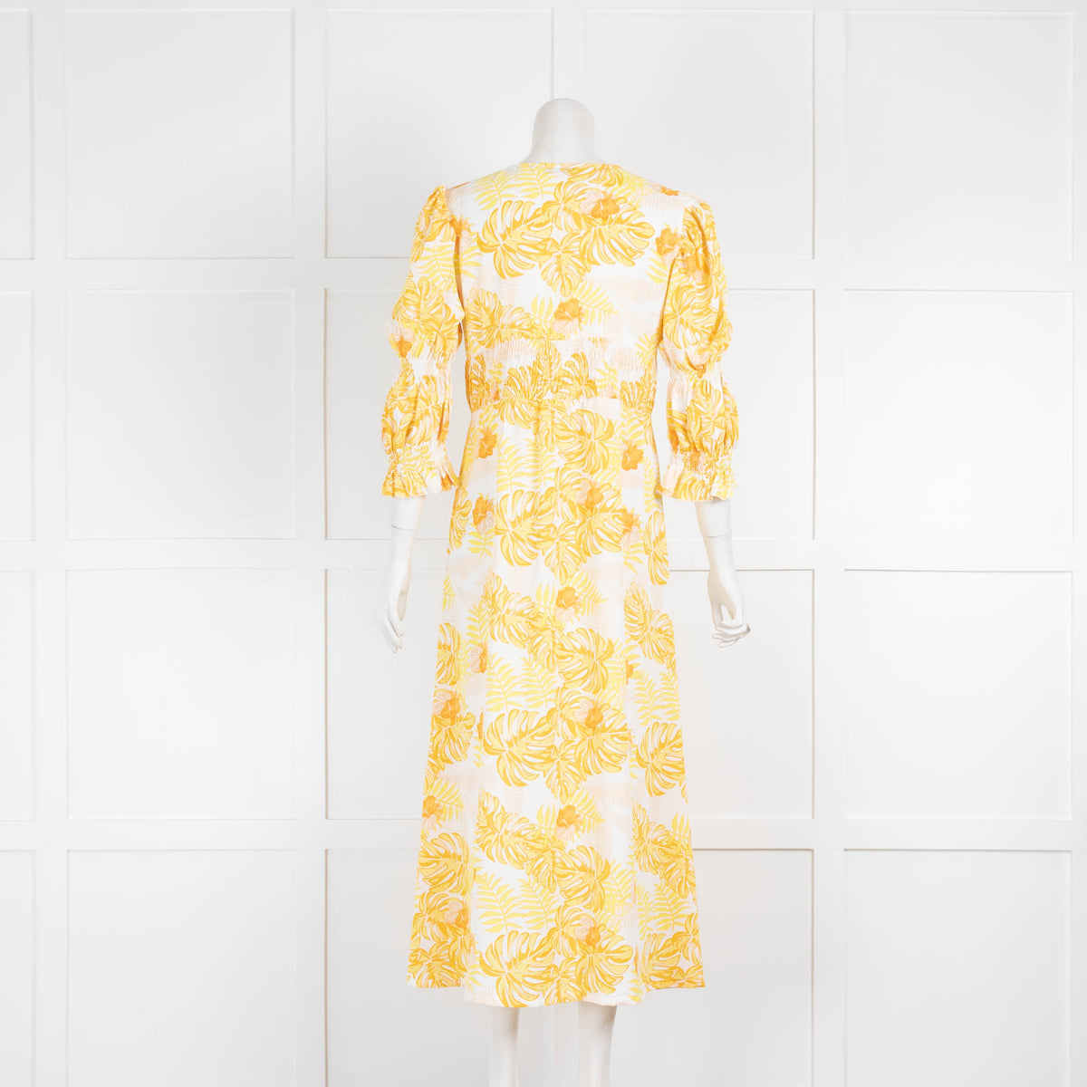 Springtime in Brooklyn Yellow Palm Maxi Dress