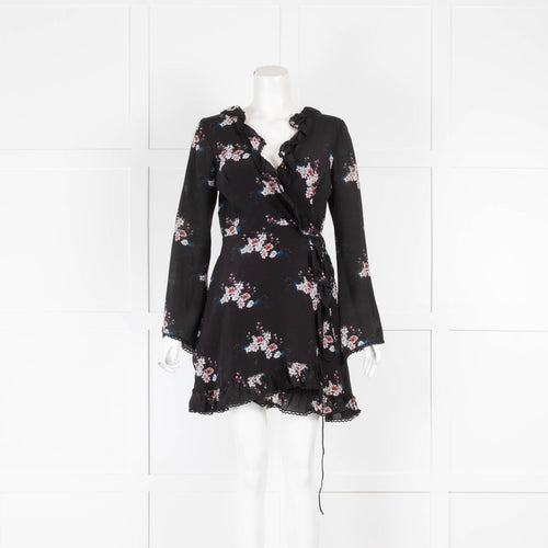Athena Procopiou Black Floral Mini Dress