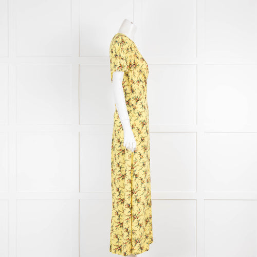 Sandro Yellow Short Sleeve Long Floral Dress