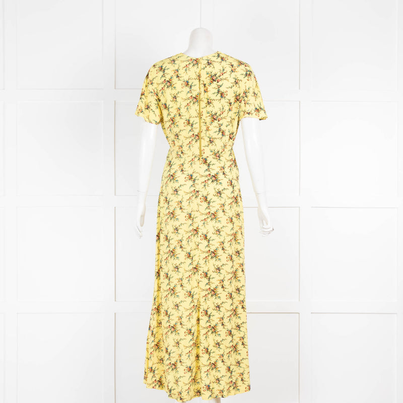 Sandro Yellow Short Sleeve Long Floral Dress