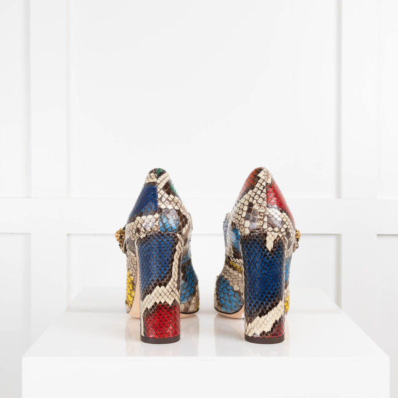 Dolce & Gabbana Multi Colour Snake Skin Heels