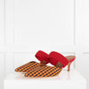 Malone Souliers Red Orange Gingham Print Mules