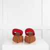 Malone Souliers Red Orange Gingham Print Mules