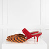 Malone Souliers Red Orange Gingham Print Mules