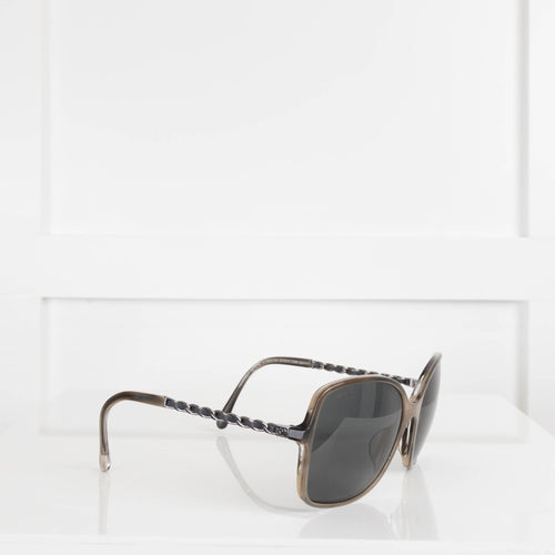 Chanel Grey Chain Link Arm Sunglasses