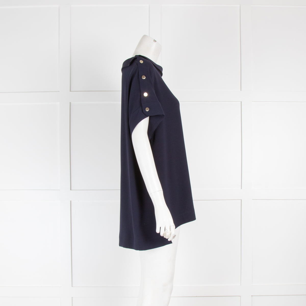 Escada Navy Top with Gold Buttons