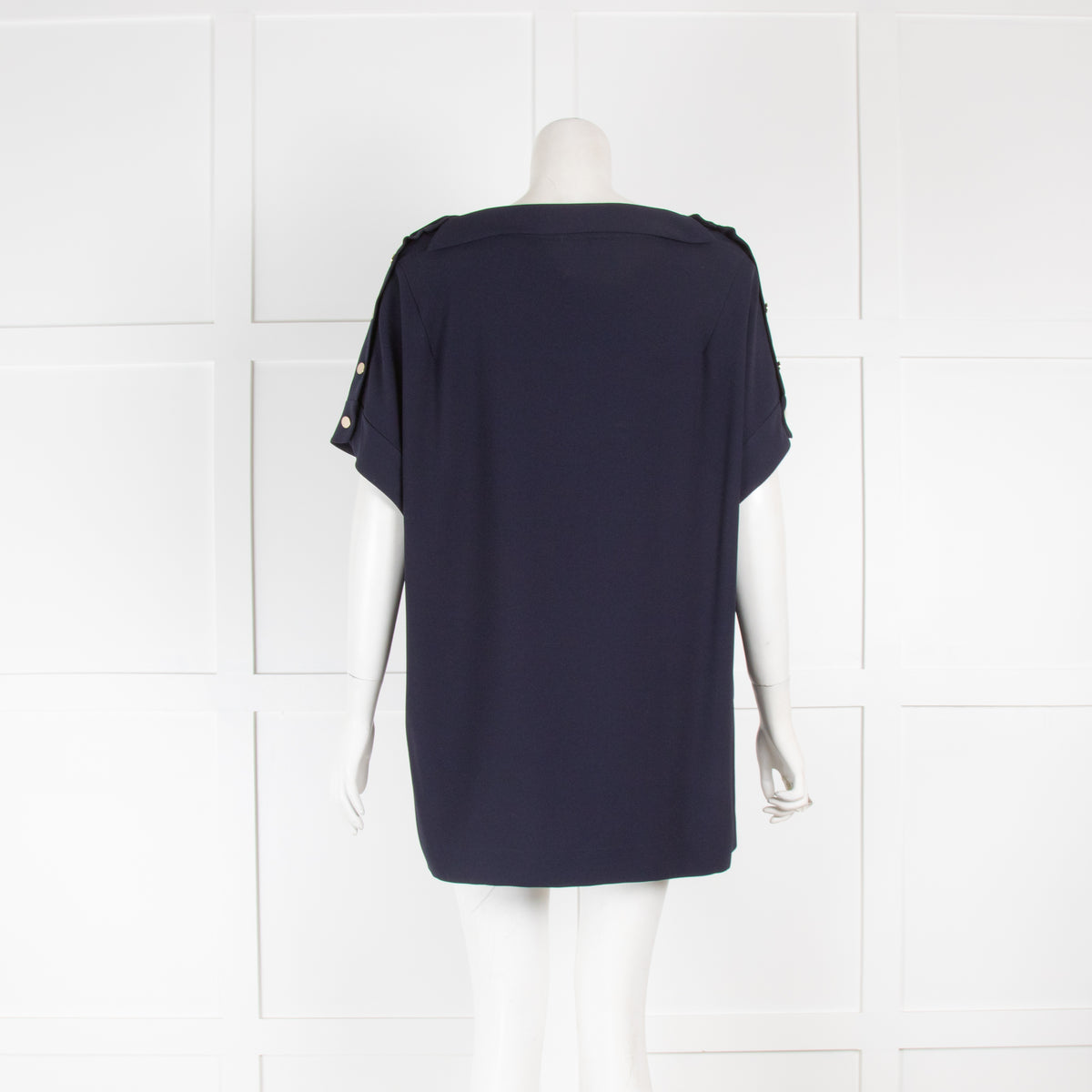 Escada Navy Top with Gold Buttons