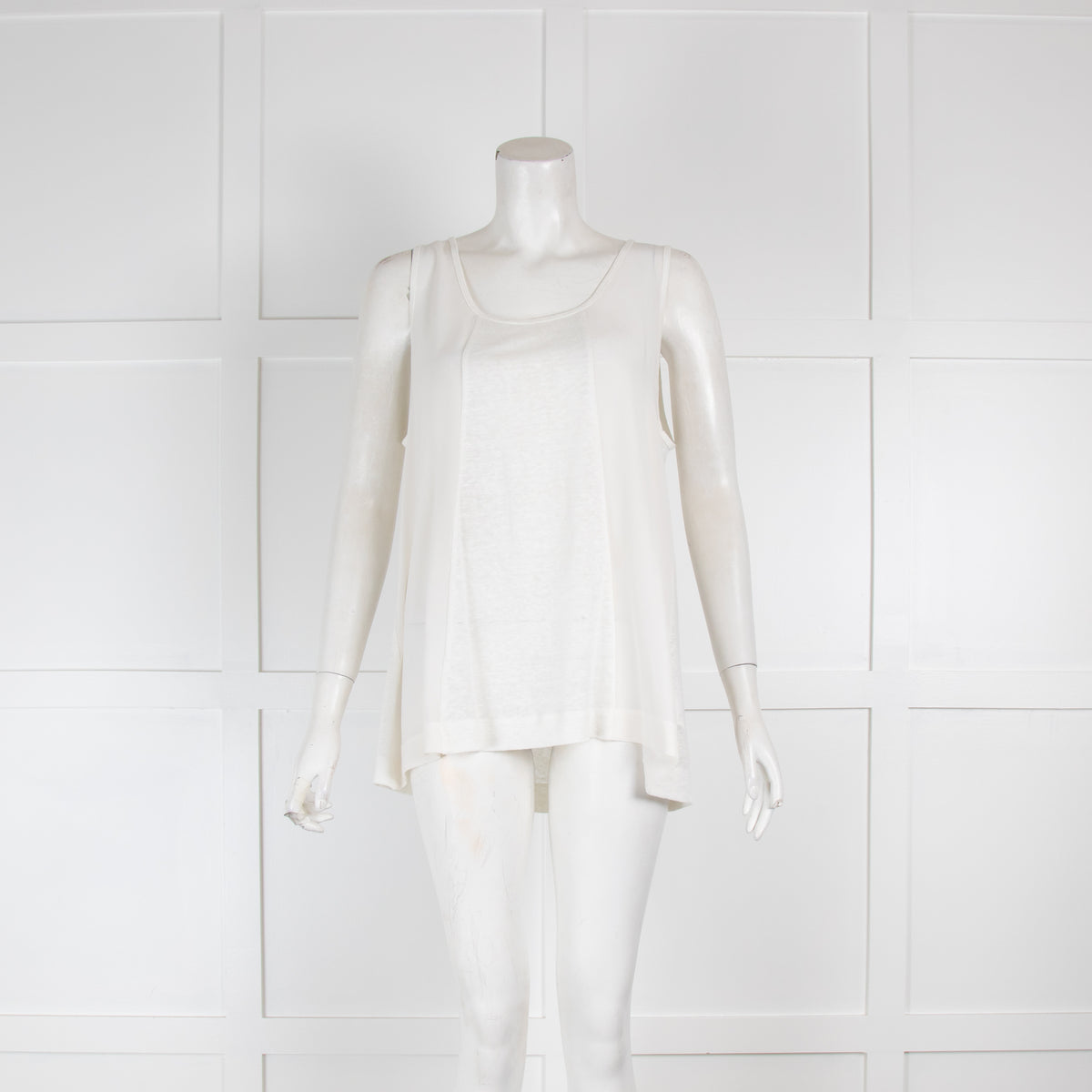 Escada Off White Linen Panelled Vest Top