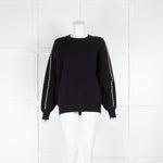 Sandro Navy Pearl Sleeve Detail Jumper