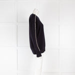 Sandro Navy Pearl Sleeve Detail Jumper