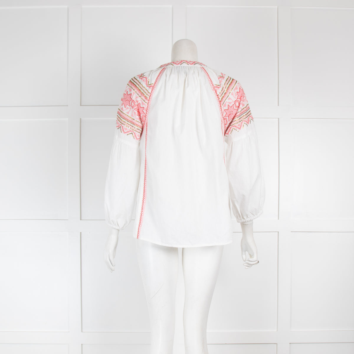Rose & Rose White Blouse with Pink Embroidery