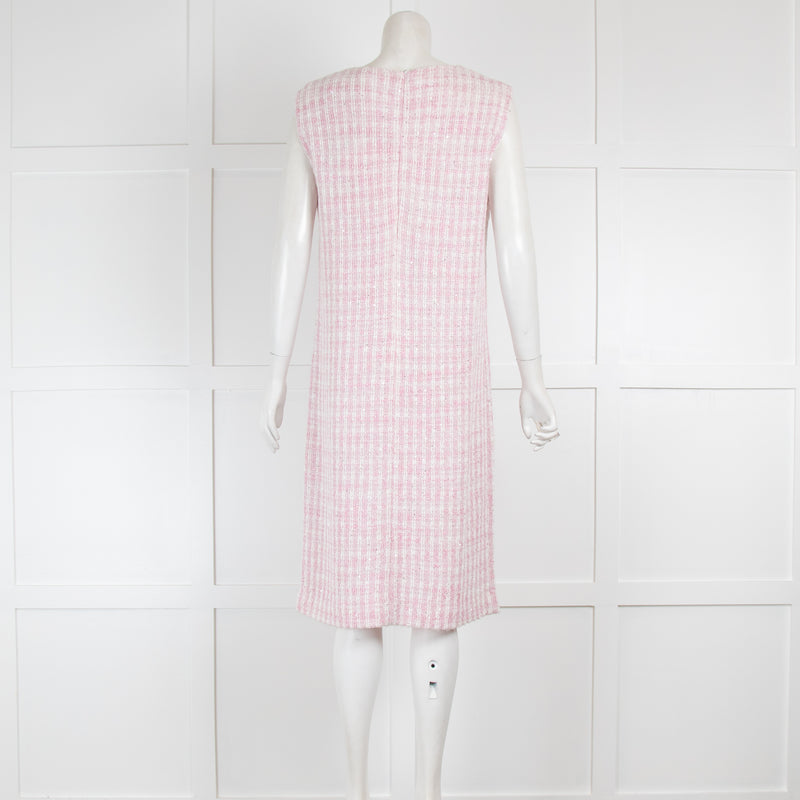 Amina Rubinacci Pink & White Tweed Dress