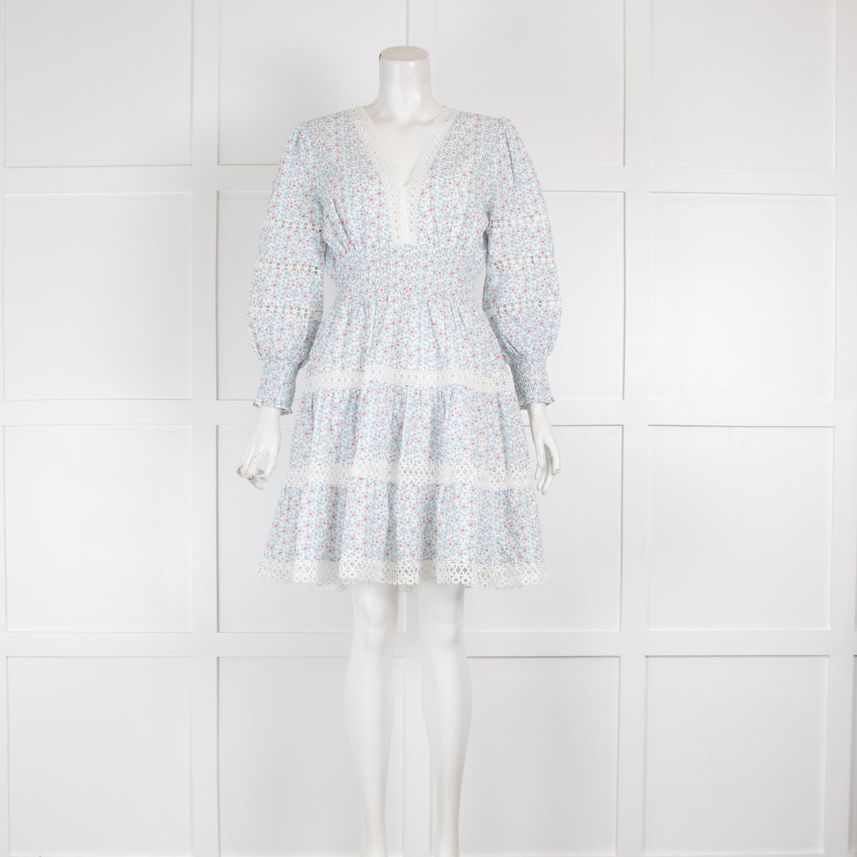 By Malina Patterned V Neck Mini Dress