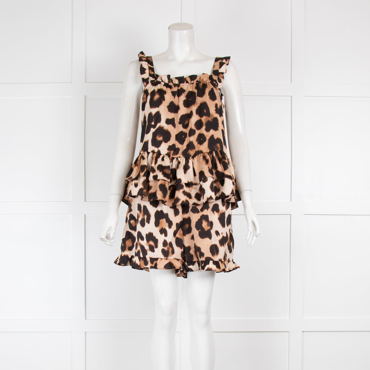 Cras Leopard Print Frilled Vest