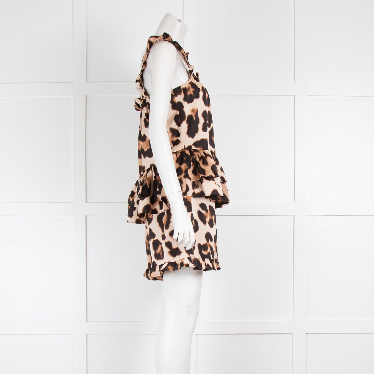 Cras Leopard Print Frilled Vest
