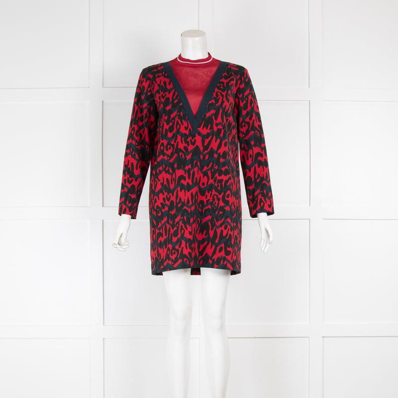 M by Missoni Red Animal Print Round Neck Dress