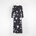 Rixo Black Star Print Midi Dress