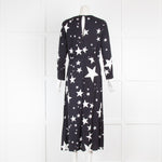 Rixo Black Star Print Midi Dress