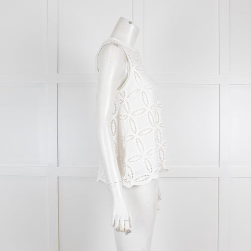 Otto'Dame White Cotton Broderie Anglaise Top
