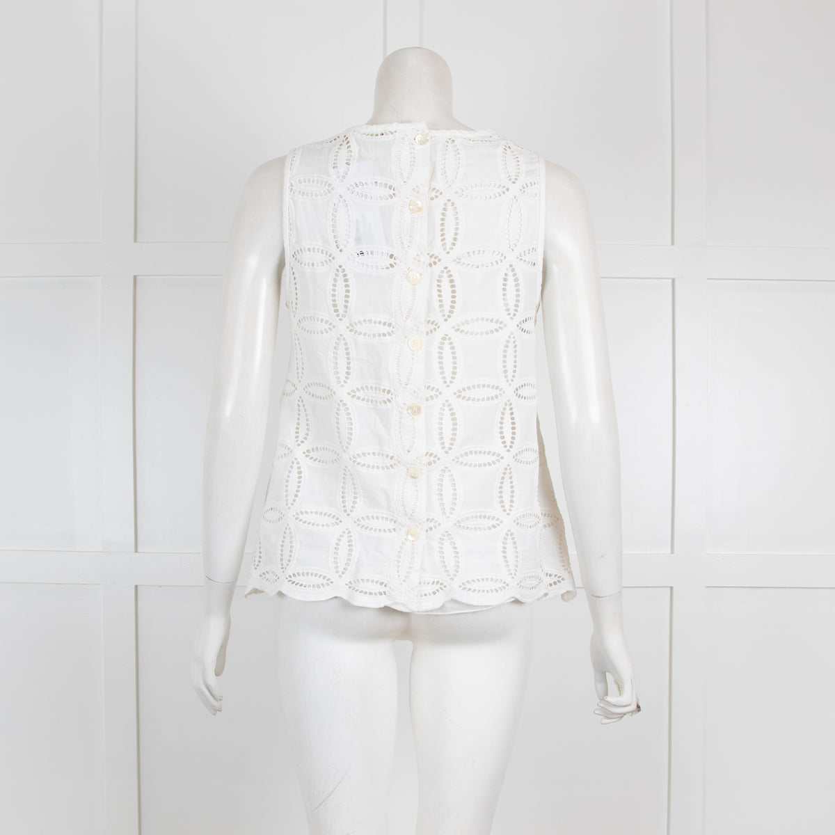 Otto'Dame White Cotton Broderie Anglaise Top