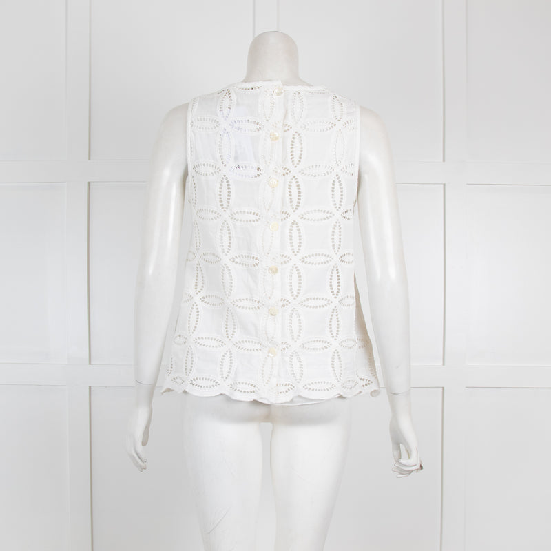 Otto'Dame White Cotton Broderie Anglaise Top