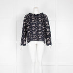 Sea Navy White Floral Cotton Long Sleeve Top