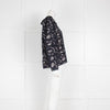 Sea Navy White Floral Cotton Long Sleeve Top