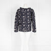 Sea Navy White Floral Cotton Long Sleeve Top