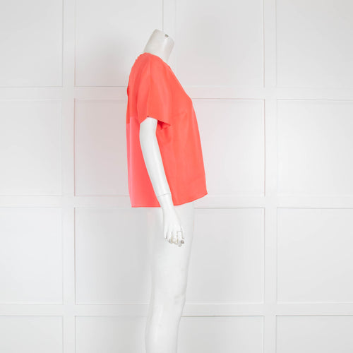 Roksanda Neon Coral Front Pocket Short Sleeve Top