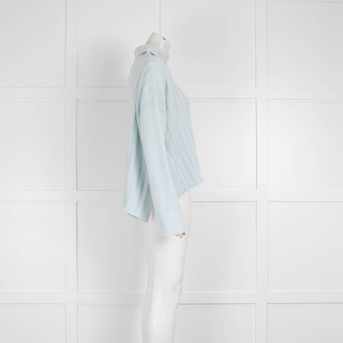 Bamford Pale Blue Cashmere Ribbed Wide Pullover