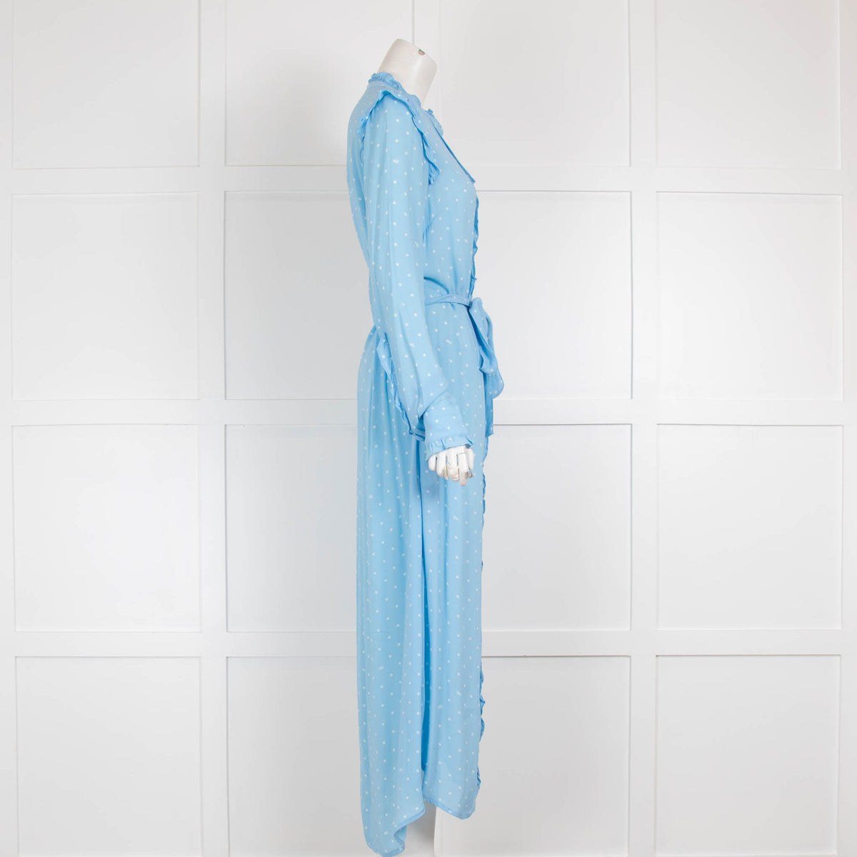 Essential Antwerp Blue White Polka Dot Frill Detail Dress