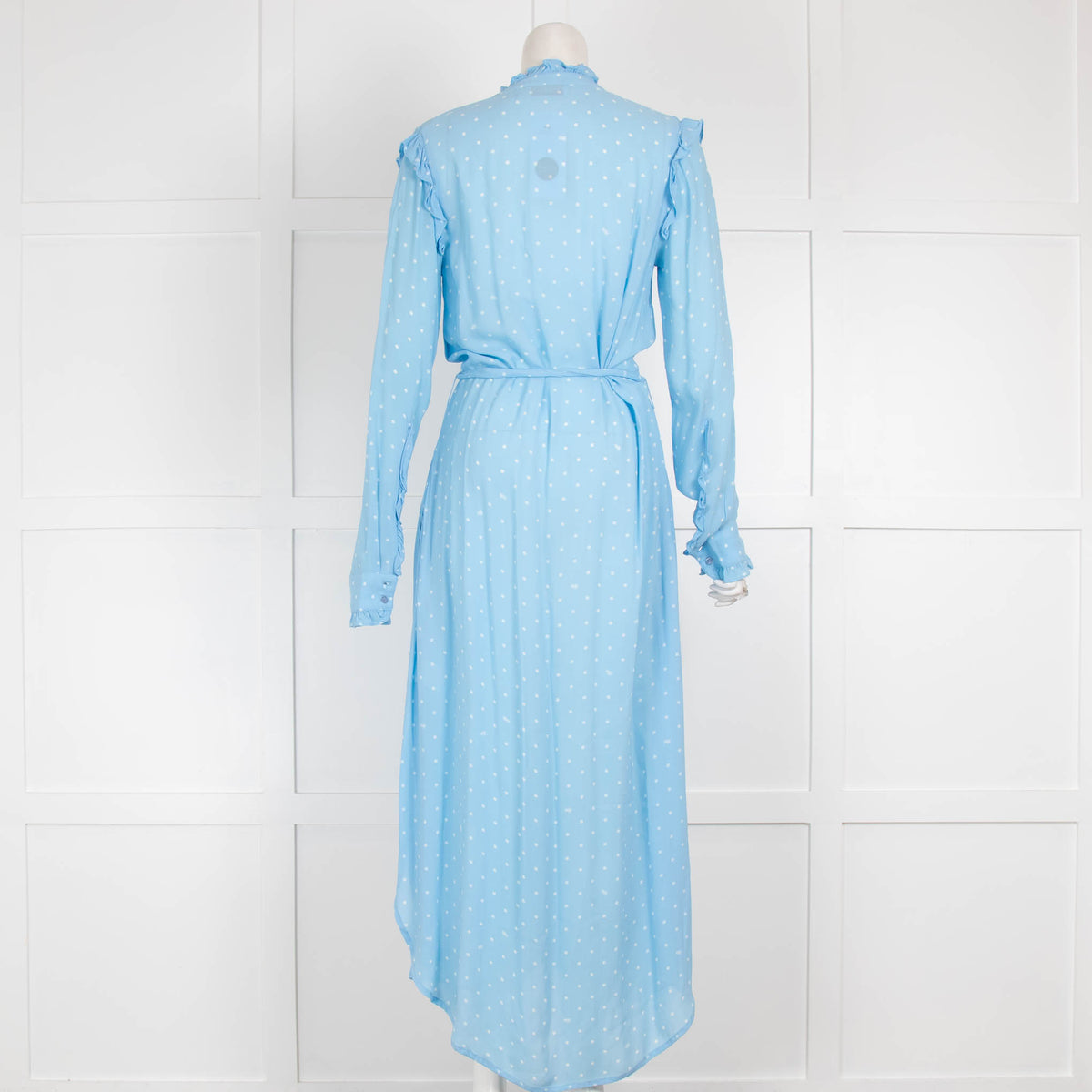 Essential Antwerp Blue White Polka Dot Frill Detail Dress