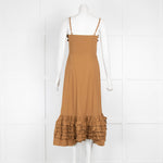 Molly Goddard Brown Cotton Frill Trim Sleeveless Midi Dress