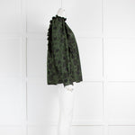 Claudie Pierlot Black & Green Frill Embroidered Blouse