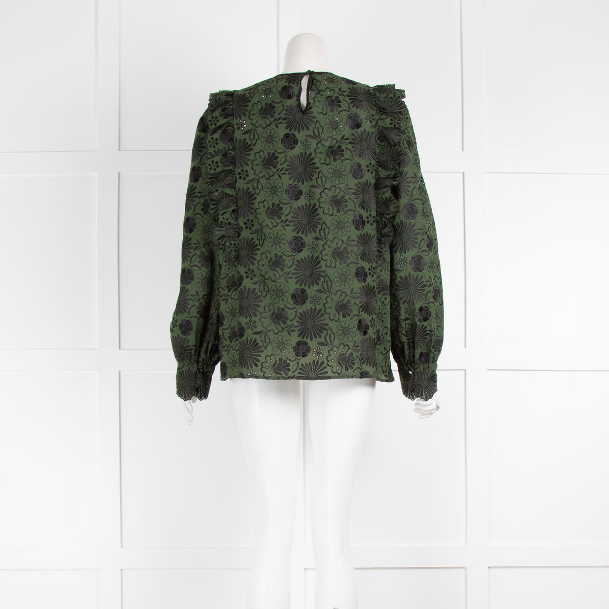 Claudie Pierlot Black & Green Frill Embroidered Blouse