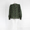 Claudie Pierlot Black & Green Frill Embroidered Blouse
