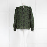 Claudie Pierlot Black & Green Frill Embroidered Blouse