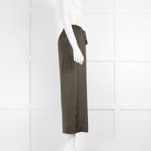 Vince Khaki Satin Drawstring Trousers