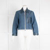 Edun Blue Denim Leather Trim Jacket