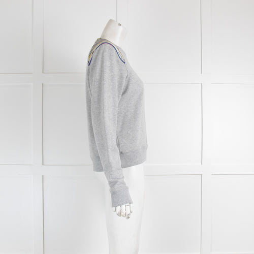 Saint Laurent Grey Multicolour Shoulder Detail Sweatshirt