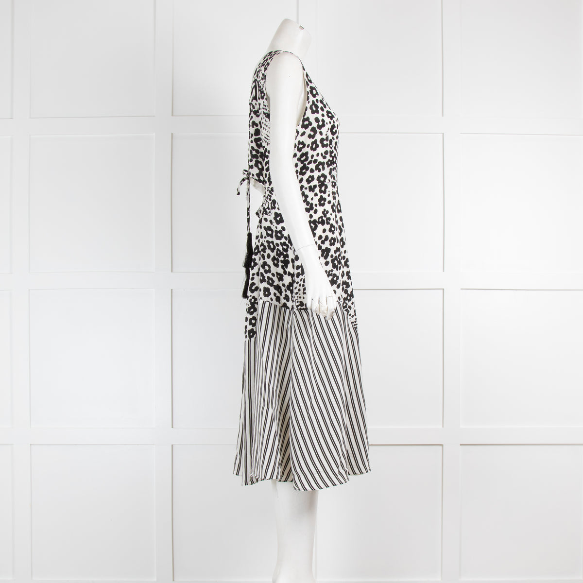 See By Chloe White Black Animal Print Sleeveless Dress