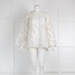 Zimmerman White Floral Embroidered Sheer Wide Sleeve Top