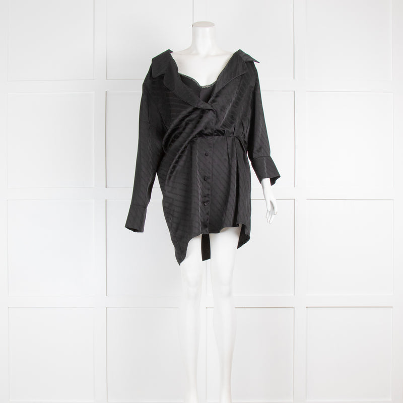 Alexander Wang Black Logo Print Mini Shirt Dress