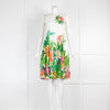 MSGM White Green Jungle Print Sleeveless Dress