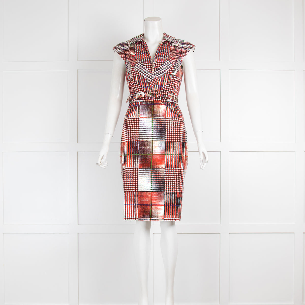 Samantha Sung New York Red & Blue Patterned Shift Dress